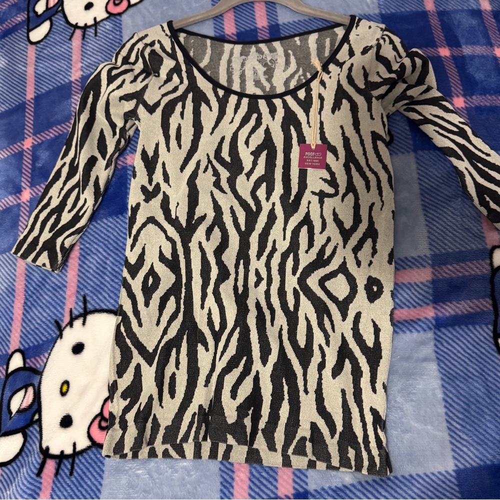 Poof! Zebra Pattern Long Sleeve Top
